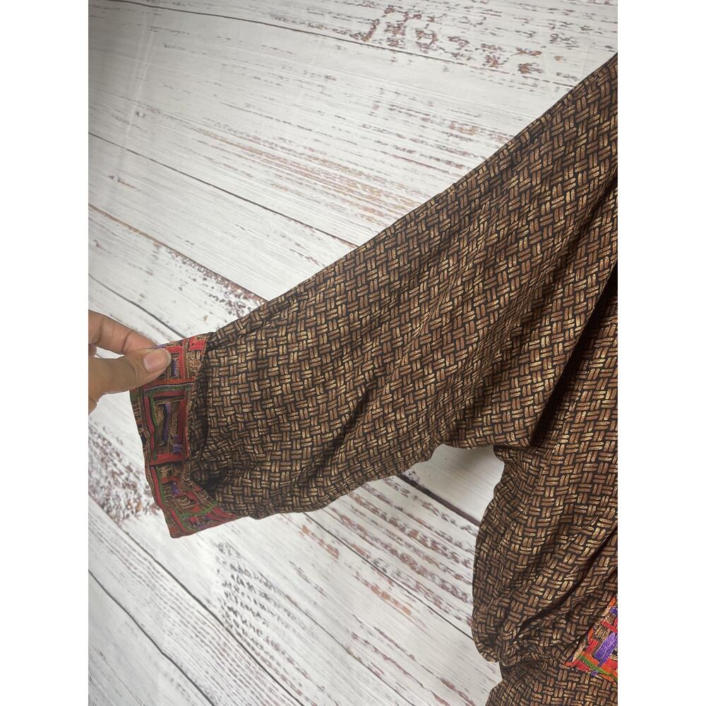 Vintage Platinum Jacket Women's Size M Brown Abstract Zip Up Padded Shoulder 90s - Picture 5 of 7